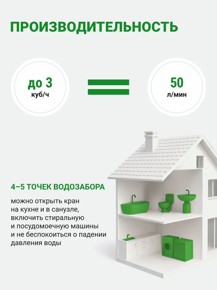 Система очистки воды для дома Гейзер ПРО 1354, фильтр для скважины, умягчитель воды, 39551, вариант, фото 2