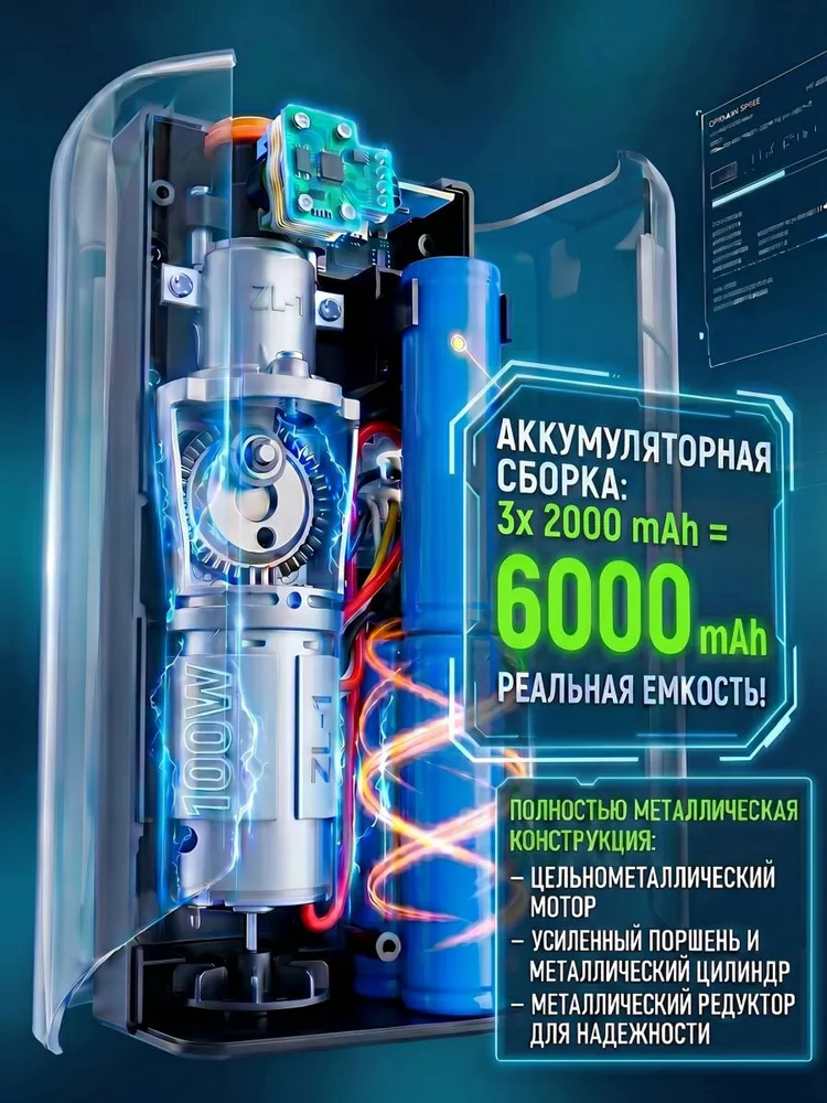 VAON Компрессор автомобильный беспроводной, мощный автоматический насос со встроенным аккумулятором 6000 мА/ч, вариант, фото 2