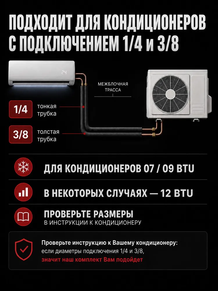Готовая трасса для кондиционера, трубки для кондиционера, 3 метра, 3 м, фото 2