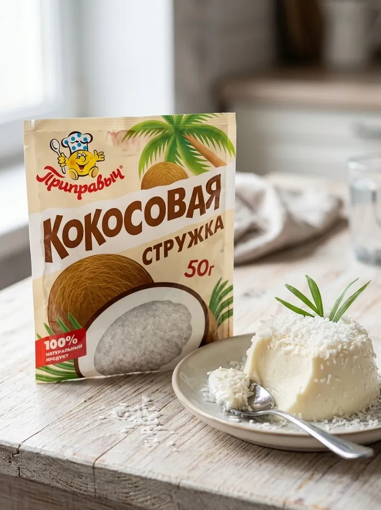 Кокосовая стружка 3шт по 50г Приправыч посыпка для десертов, 3 шт, 50 г, фото 5