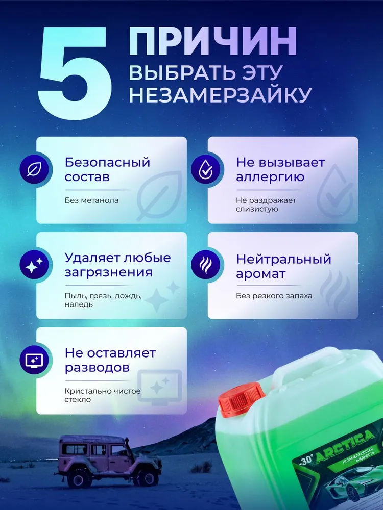 Жидкость стеклоомывающая незамерзающая / Незамерзайка для автомобиля -30 10 л, 10 л, фото 5