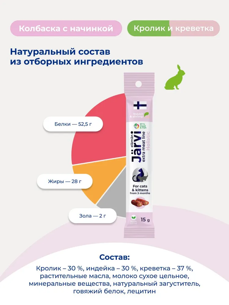 Комбо-набор лакомств Jarvi для кошек и котят Морской микс, вариант, фото 6