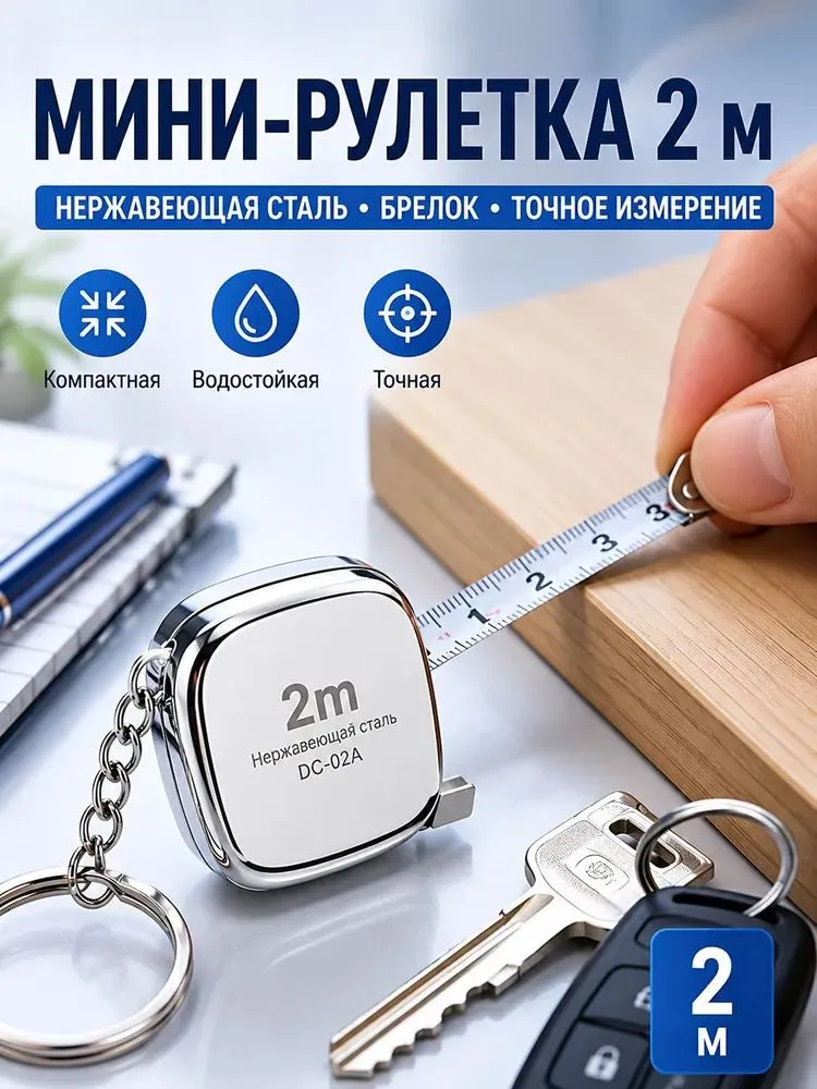 Измерительная рулетка 2м x 6мм, 2 м