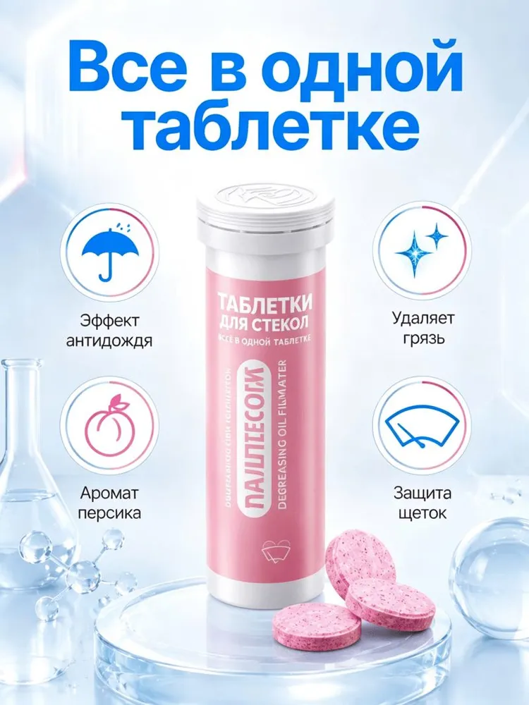 Стеклоомыватель, антидождь, защитное омывающее средство в таблетках для автомобильного стекла, вариант, фото 5