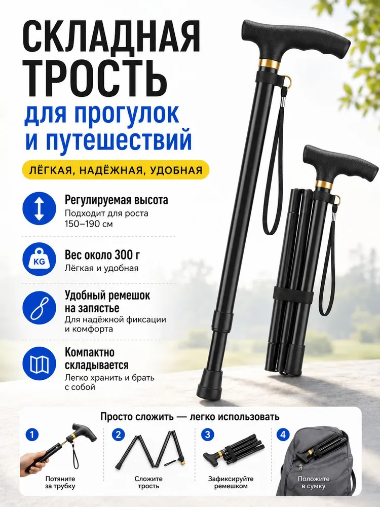 Складная опорная трость для ходьбы, вариант, фото 2