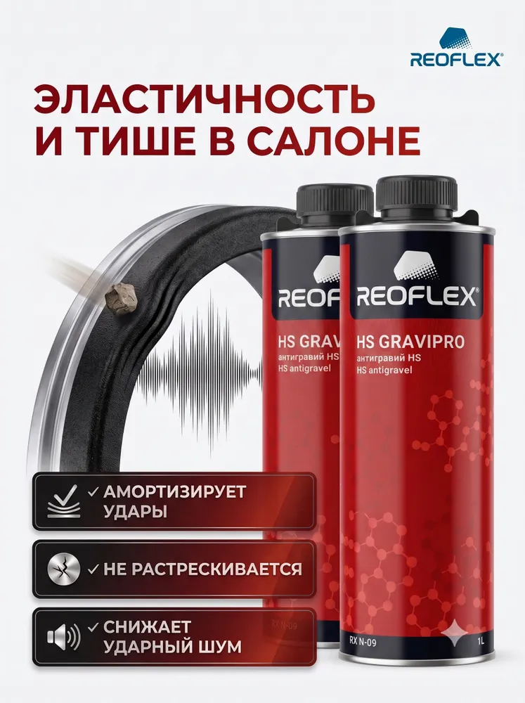 Антигравий REOFLEX HS GraviPro черный антикор, евробаллон / 2000 мл, RX N-09, 2 л, фото 6