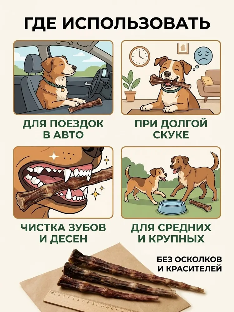Хост говяжий для собак 200 грамм вкусняшки для средних и крупных пород, вариант, фото 4