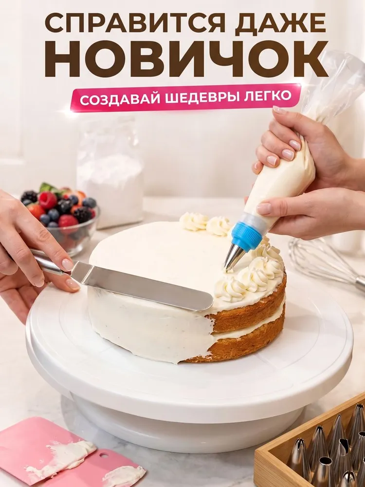 Кондитерский набор для торта: подставка вращающаяся для торта, тортовница, вариант, фото 6