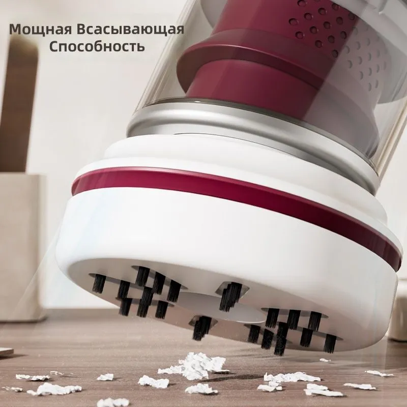 Миниатюрный беспроводной пылесос для рабочего стола, красный цвет, с плоской насадкой и двумя режимами мощности, красный, фото 4