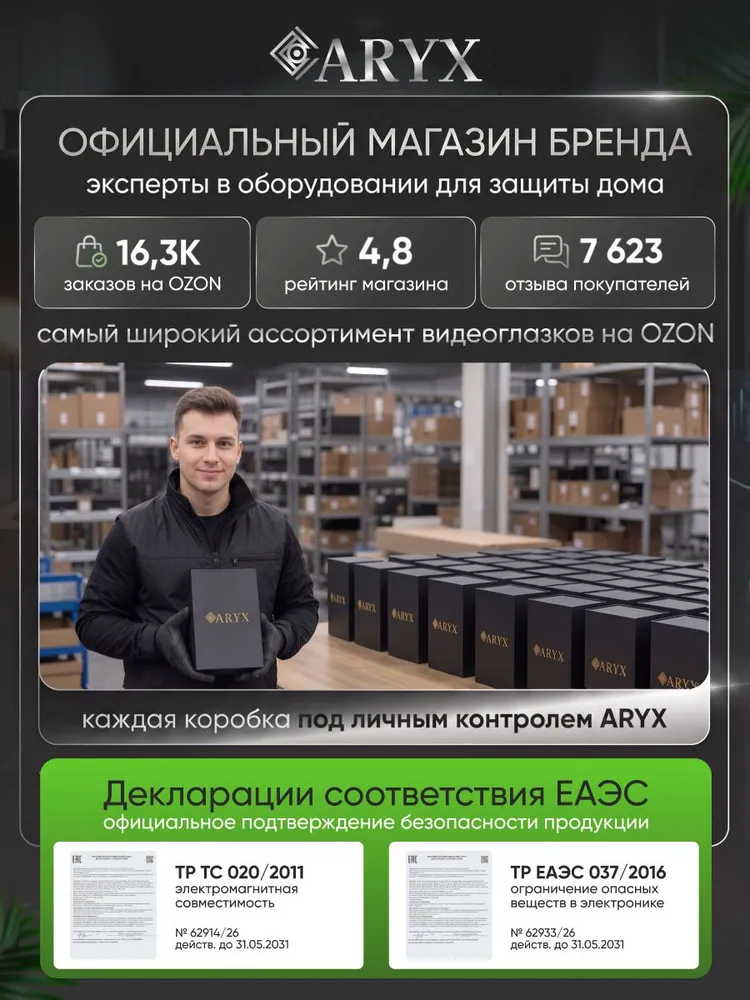 Видеоглазок для входной двери с записью и датчиком движения ARYX 500 PC Neo Видеоглазок wifi, вариант, фото 4