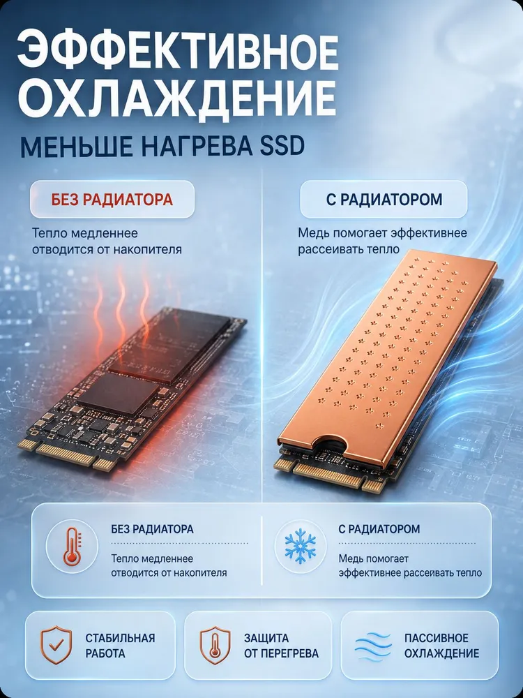 Радиатор для SSD M2 медный, вариант, фото 2
