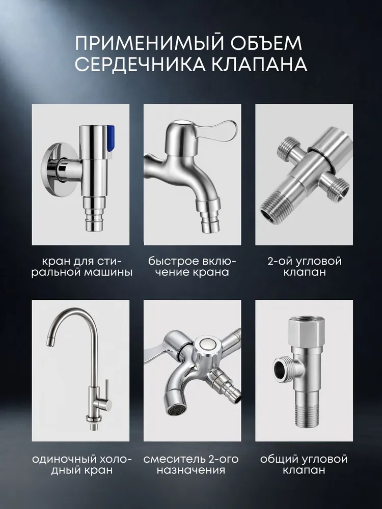 Кран-букса для смесителя 1/2, 20 шлицов / Винт М4 / Капитошка (маховик) латунь, 1 шт, 1 шт, фото 3