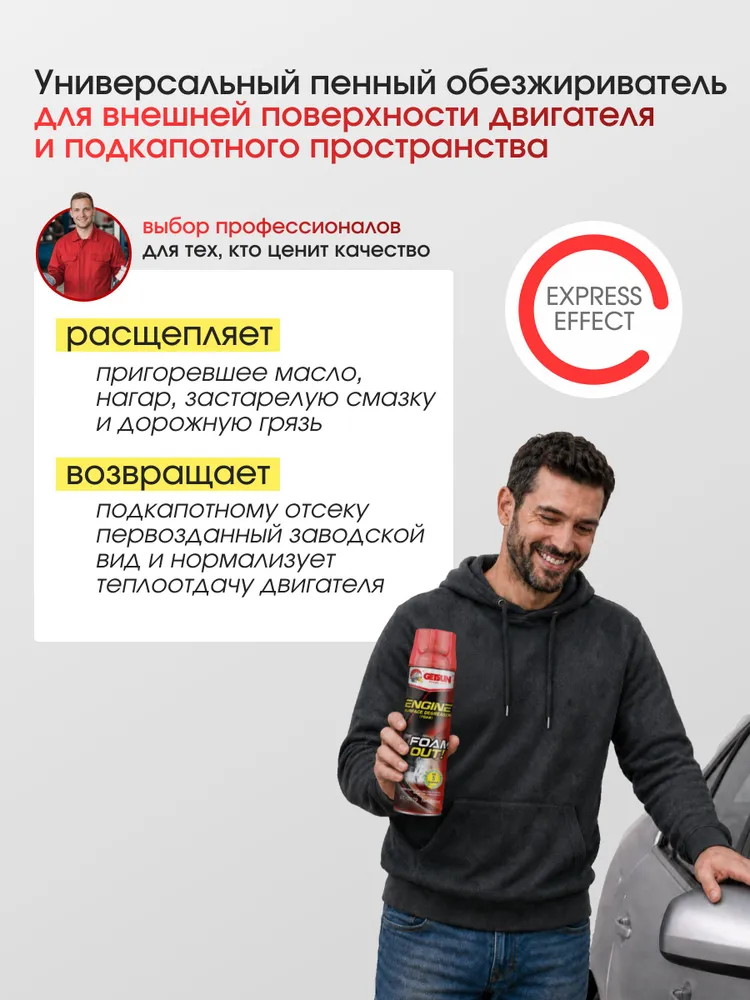 Пенный очиститель двигателя обезжириватель GETSUN Engine Degreaser, 650мл, 650 мл, фото 2