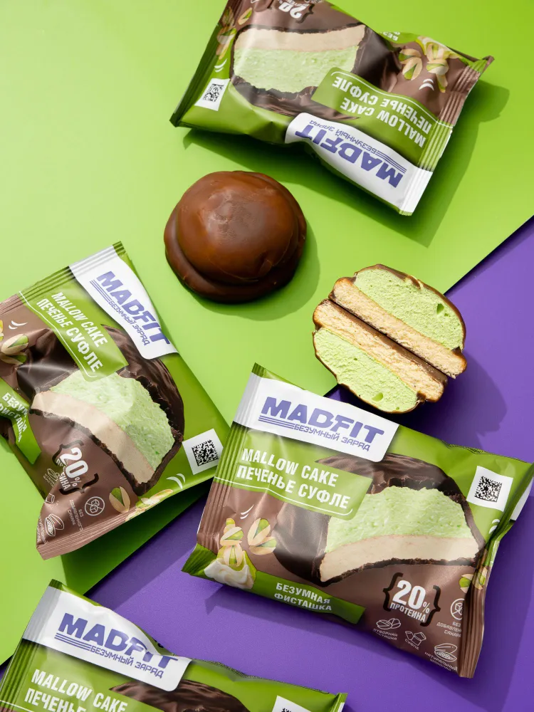 MADFIT Протеиновое печенье с суфле без сахара "Фисташка", 8шт х 45г, 8 шт, 45 г, фото 6