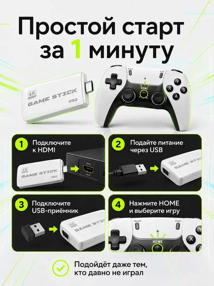 Игровая приставка к телевизору / ретро консоль / Консоль игровая приставка для телевизора Game Stick M15 с играми Junior, Sega, Nintendo, Плейстейшн (8-16-32 бит) / приставка стик, вариант, фото 2