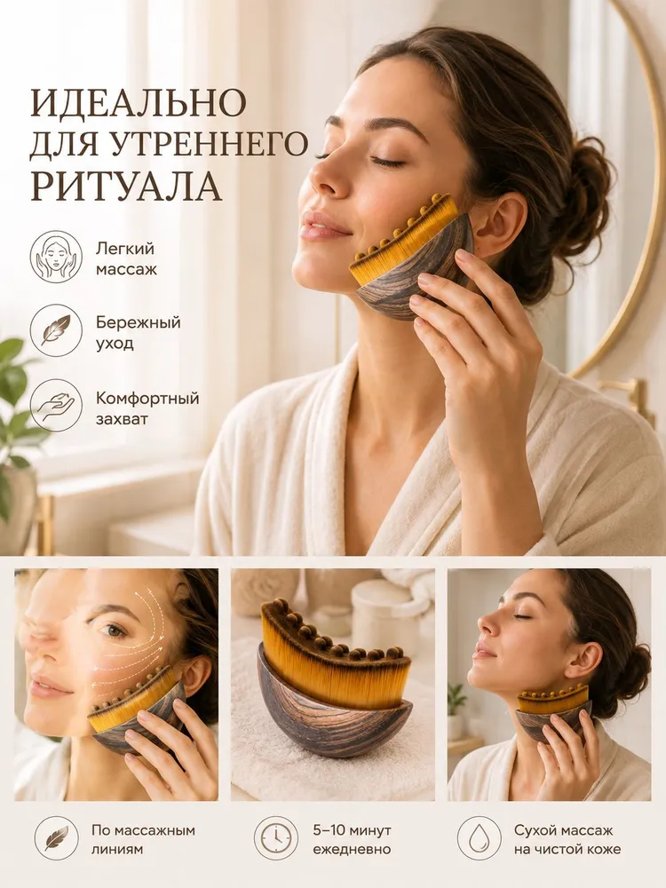Щетка для сухого массажа лица, вариант, фото 4