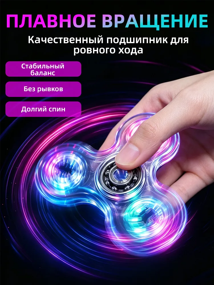 Спиннер,спиннер светящийся,1 шт,длиной 7 см,антистресс-игрушка для детей и взрослых, 1 шт, фото 5