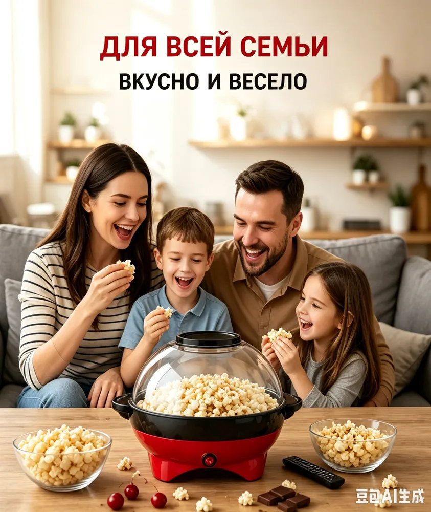Попкорница электрическая 800 Вт, домашняя машина для приготовления попкорна, 800 Вт, фото 2