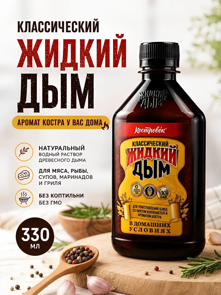 Жидкий дым натуральный пищевой "Костровок" 330 мл, 330 мл