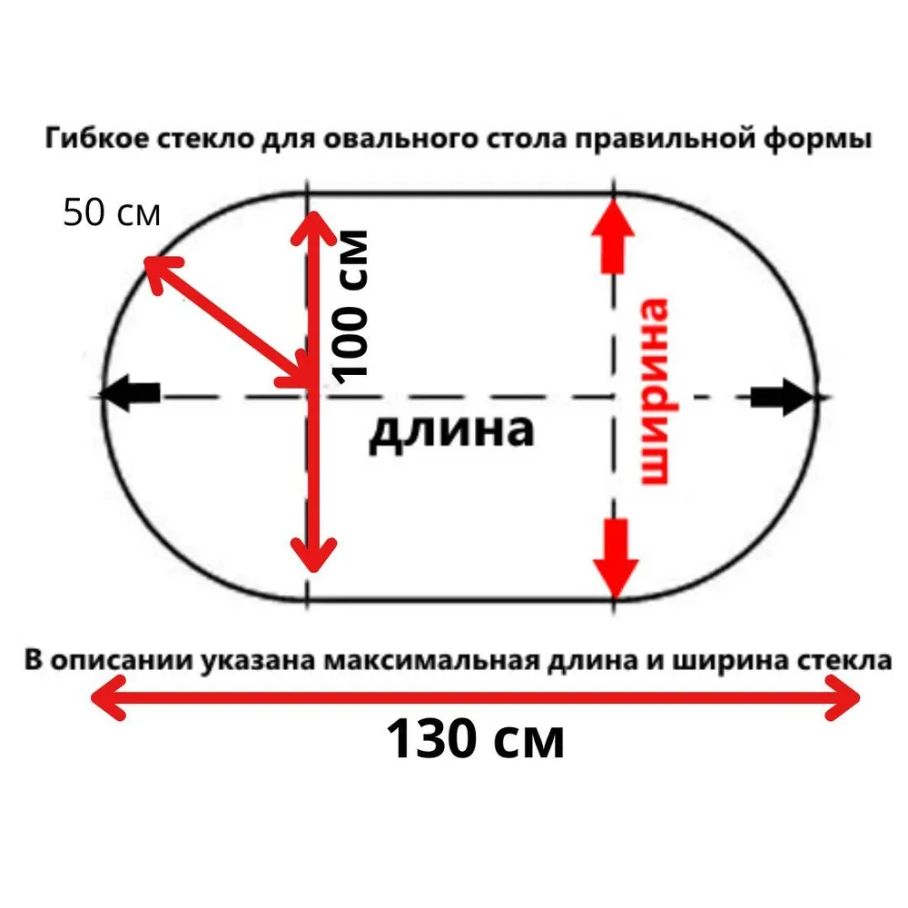 Гибкое стекло, Скатерть жидкое стекло 130x100 см, толщина 1,5 мм овальное, 130x100 см, фото 3