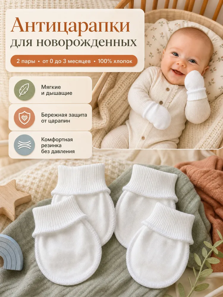 Рукавички-антицарапки ekboo, 2 пары, вариант