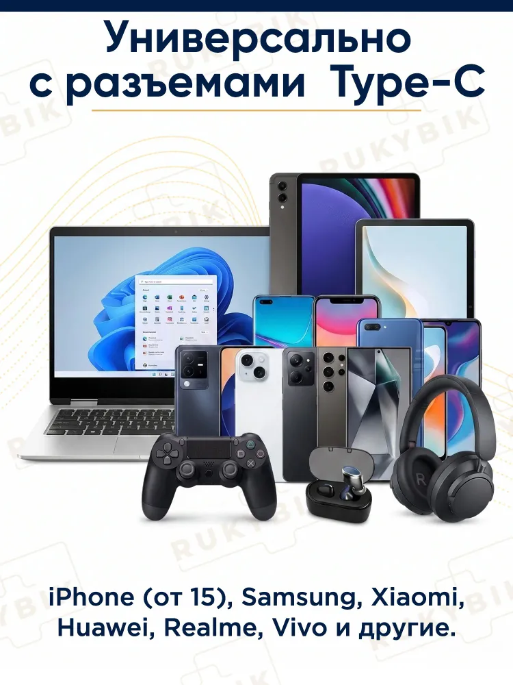 Кабель USB Type C быстрая зарядка 100 Вт / кабель тайпси 2 метра в нейлоновой оплетке / кабель Type C шнур для быстрой зарядки телефона / Провод тайпси 2 метра, 100 Вт, 2 м, фото 6