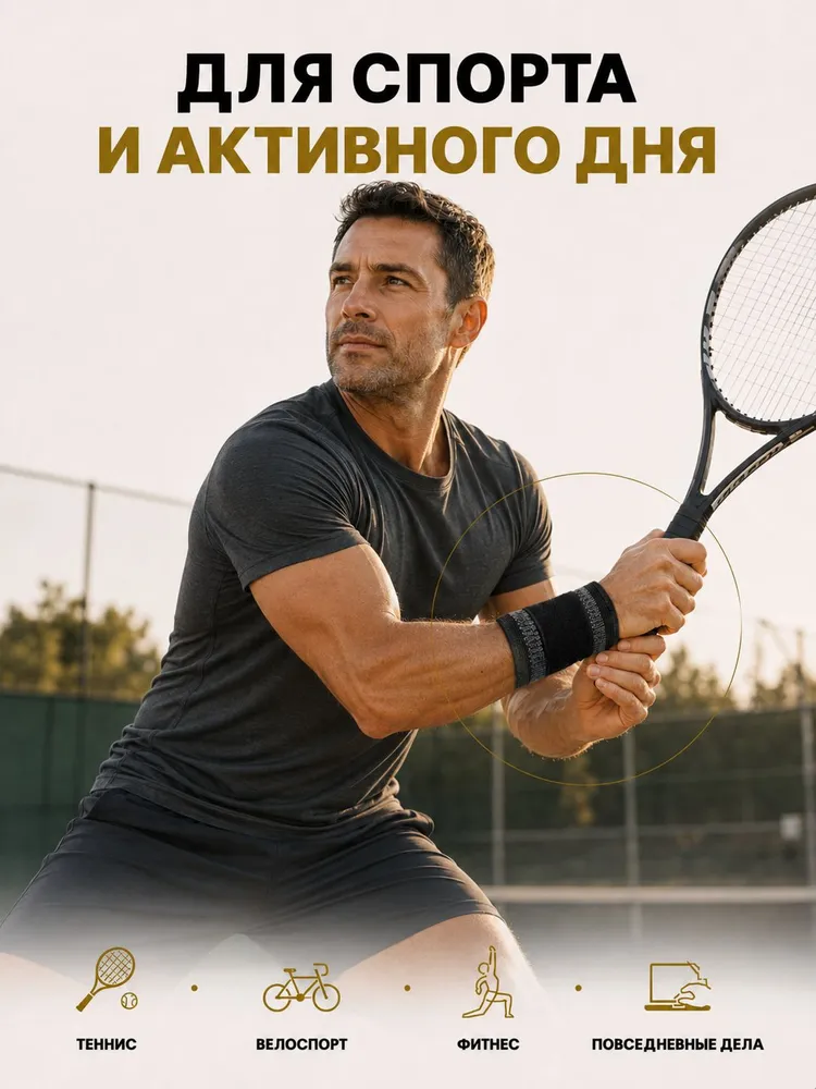Напульсник на запястье мужской и женский, спортивный бандаж фиксатор на запястье, вариант, фото 5