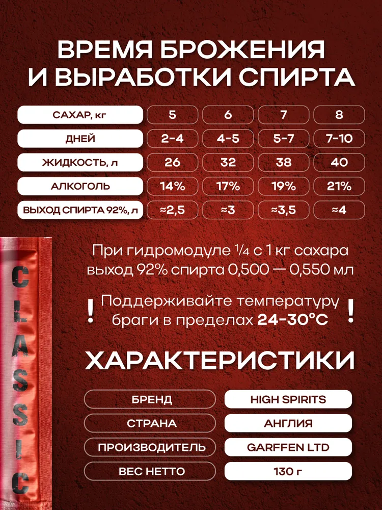 High Spirits дрожжи спиртовые турбо 48 для самогона, 2 штуки x 130 г, 130 г, фото 4