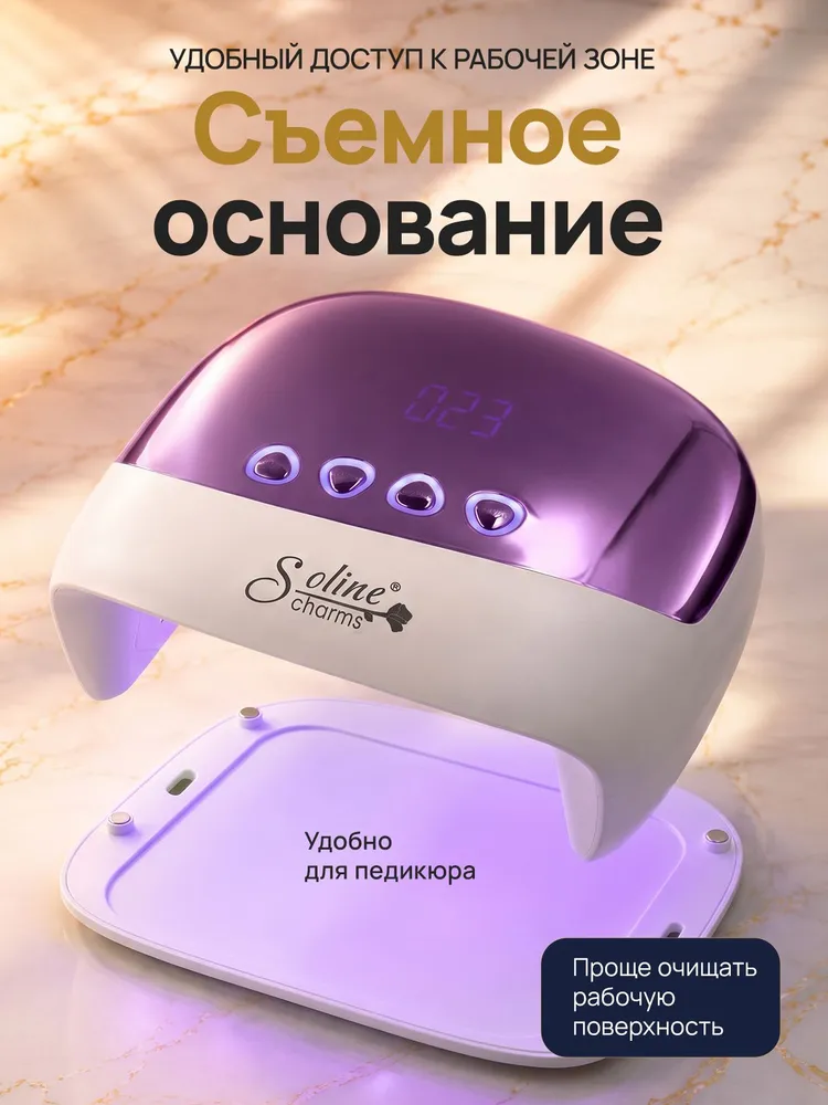 Профессиональная лампа для маникюра Soline Charms UV/LED, лампа для сушки ногтей и гель-лака 36 LED с датчиком и таймером, вариант, фото 6