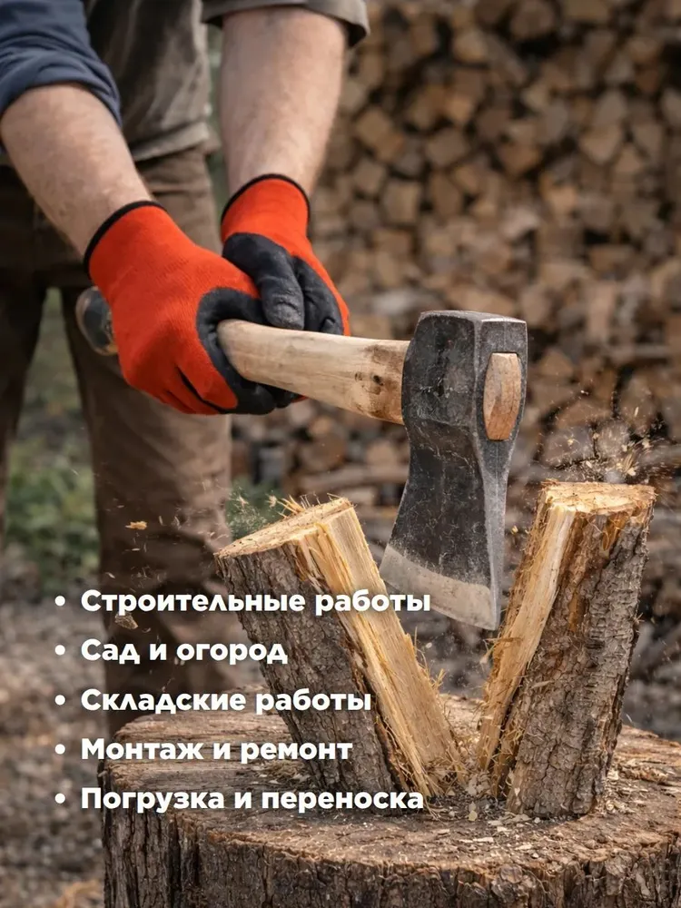 Перчатки нейлоновые с двойным нитриловым обливом. Набор 3 пары., вариант, фото 5