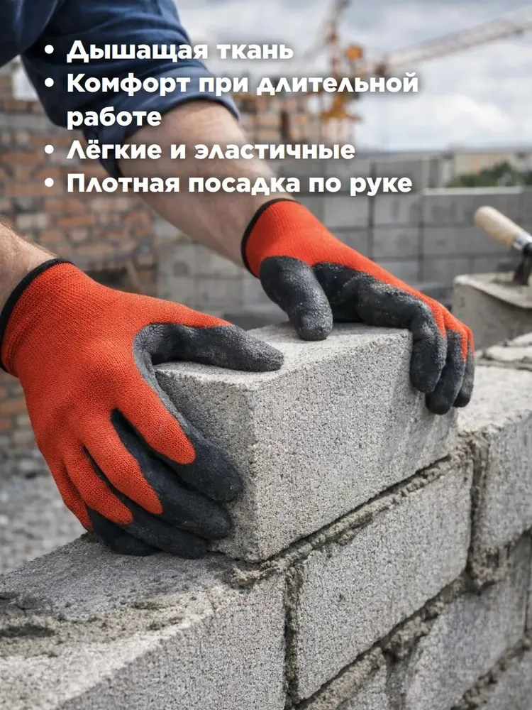 Перчатки нейлоновые с двойным нитриловым обливом. Набор 3 пары., вариант, фото 4