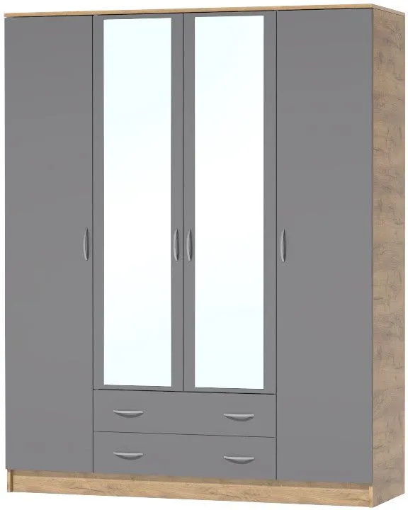 Модульная спальня с кроватью 160х200, набор 8 - Крафт золотой/Графит, 160x200, фото 6