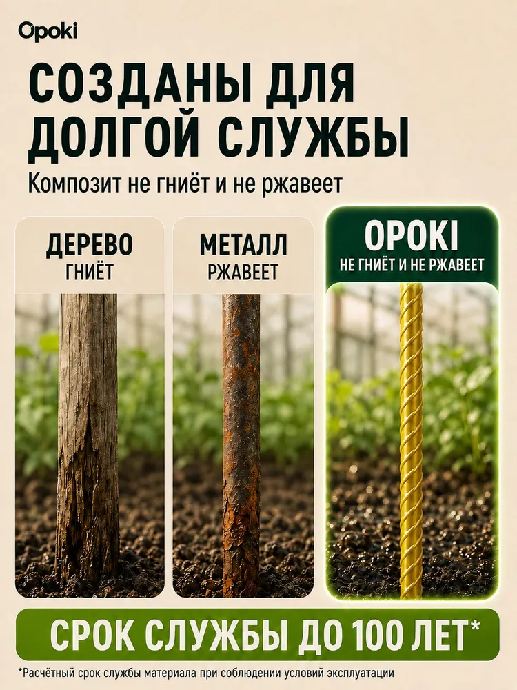 Колышки садовые композитные 12 мм х 1,2 м желтые (20 шт), 1,2 м, 20 шт, фото 4