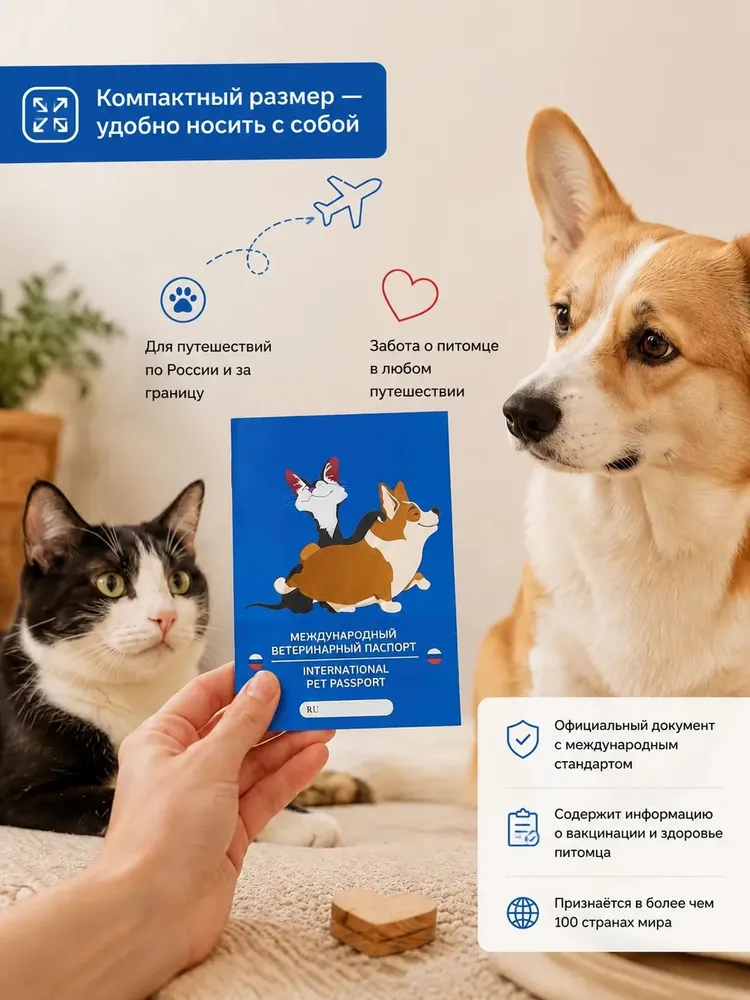 VETЗАБОТА: международный ветеринарный паспорт для животных (для кошек, собак и других питомцев), вариант, фото 6