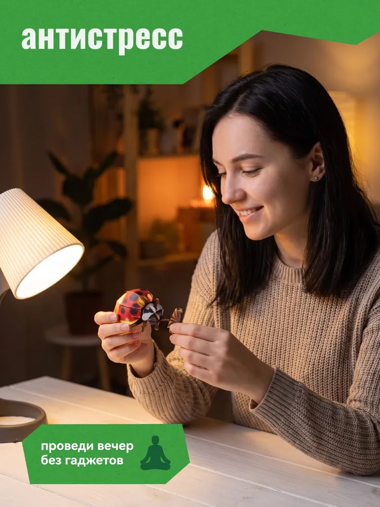 3D-пазл картонный конструктор Makebug Божья Коровка, вариант, фото 4