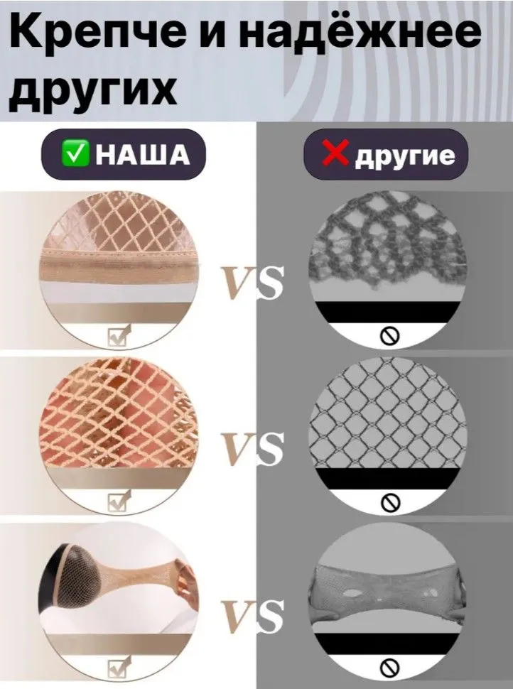 Прочная сеточка для волос под парик и для сна, вариант, фото 6