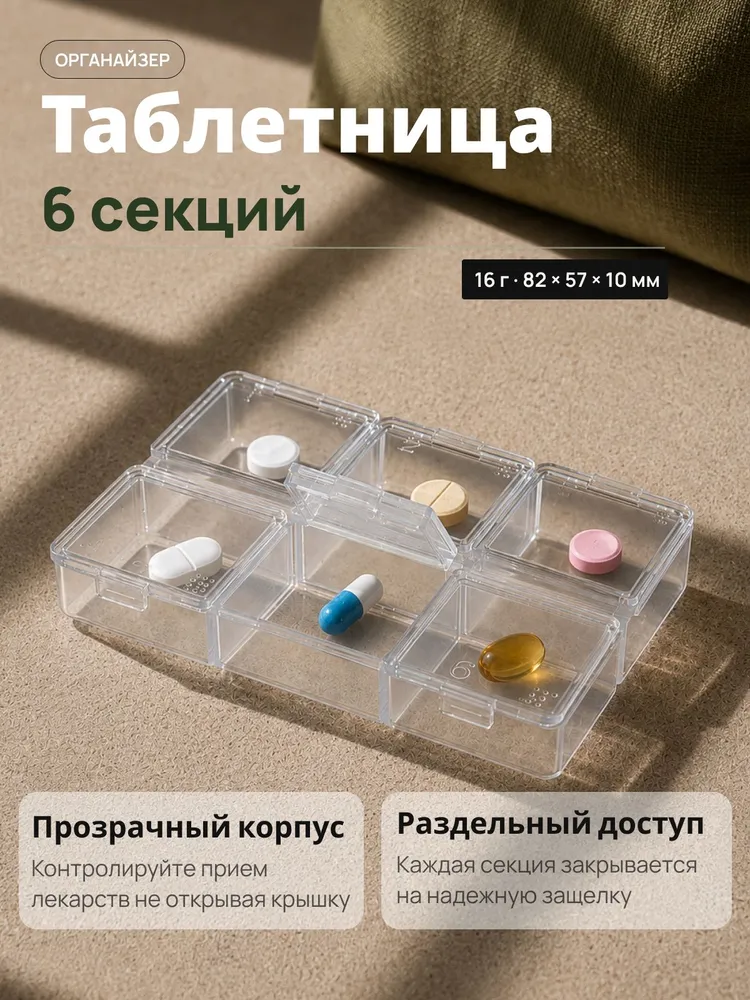 Таблетница Omni, прозрачный, прозрачный