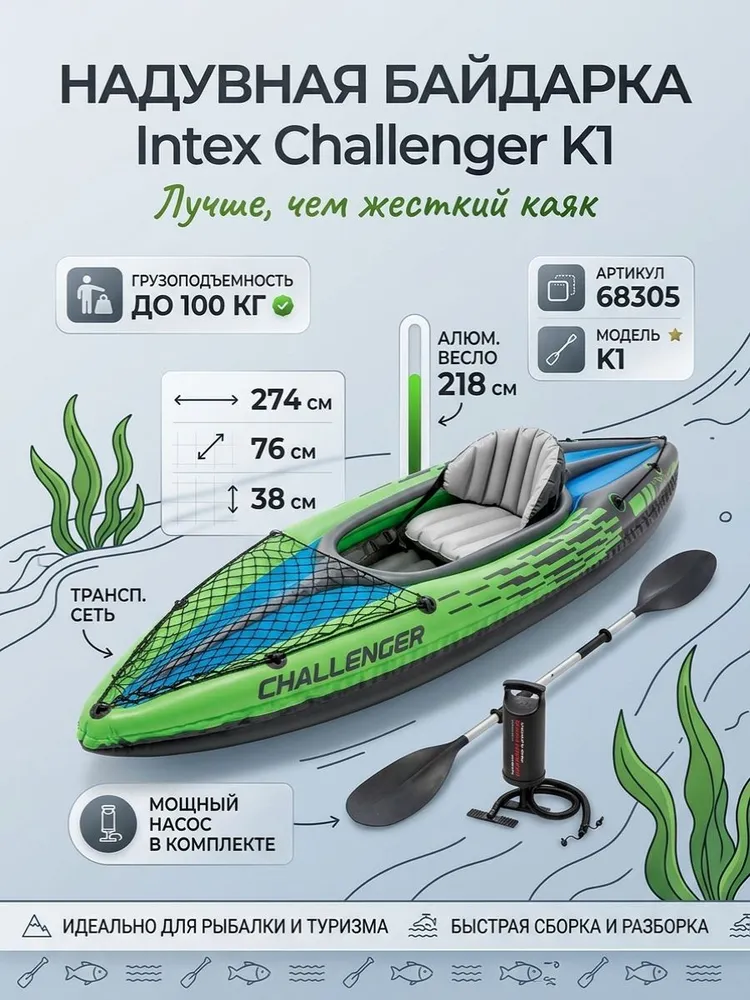 Байдарка Intex Challenger K1 274 см, вариант