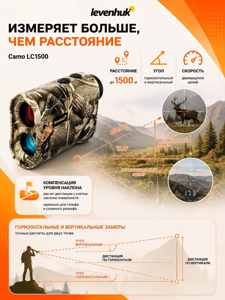 Дальномер для охоты Levenhuk Camo LC1500, лазерный, вариант, фото 2