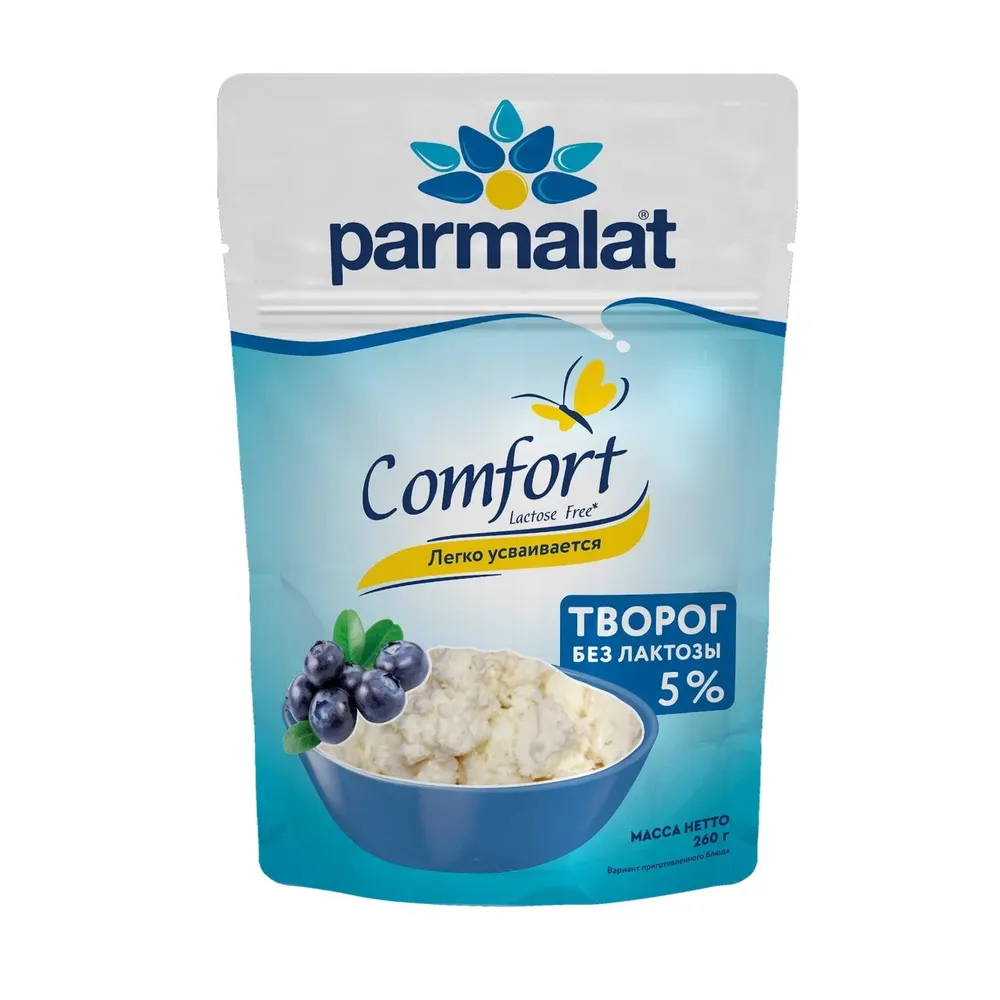 Творог рассыпчатый безлактозный 5%, 260 г, Parmalat Comfort, 260 г