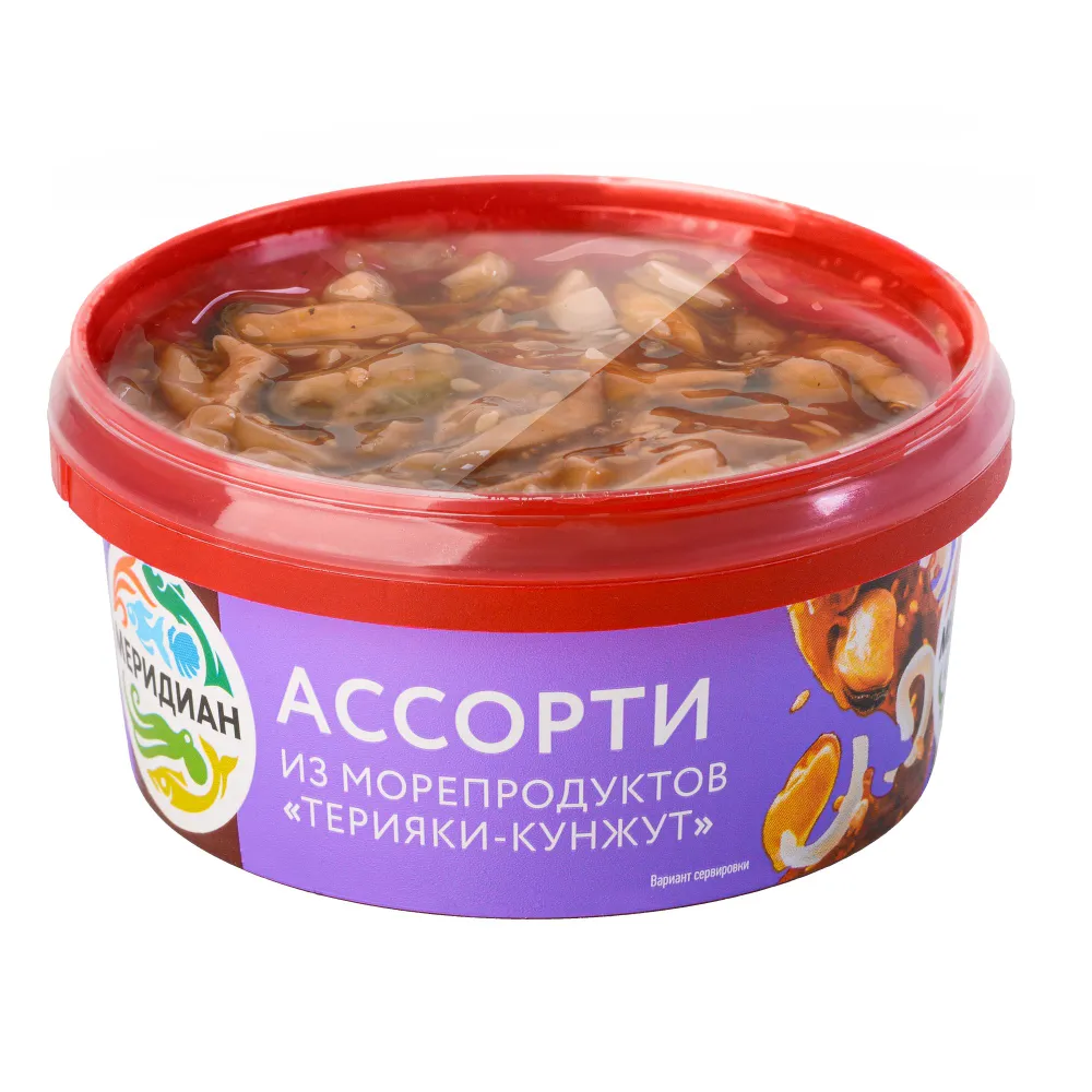 Ассорти из морепродуктов в соусе терияки с кунжутом 180 г, Меридиан, 180 г