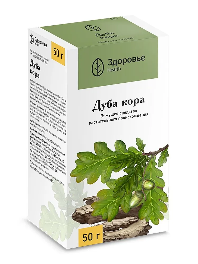 Дуба кора, сырье растительное измельченное, 50 г, 50 г