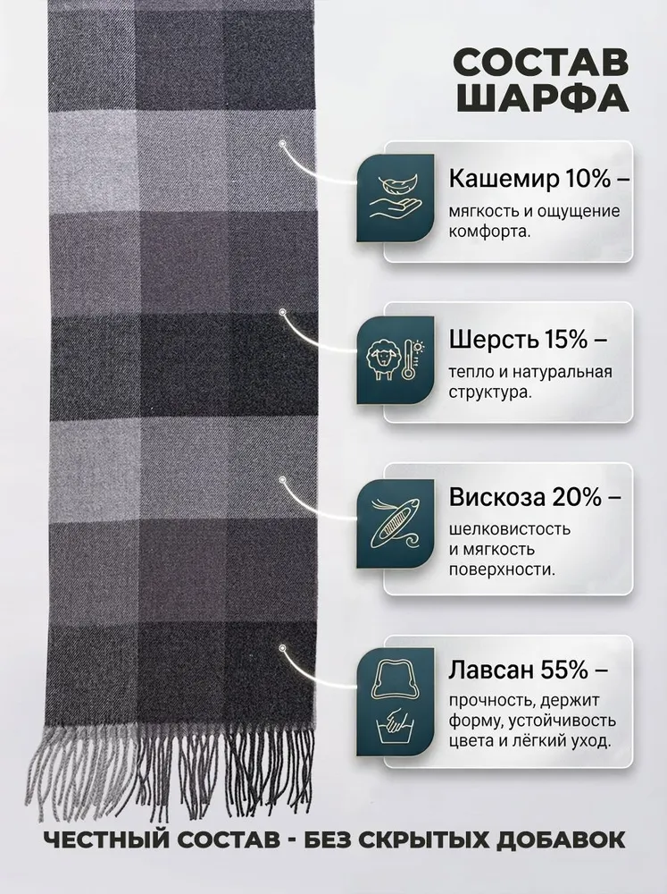 Шарф KAPITAN ANTONY с кашемиром, вариант, фото 3