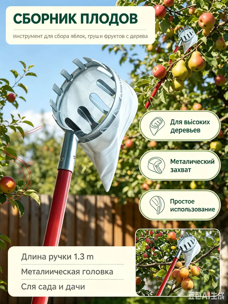 Плодосборник x 15 см 1 шт металл, 1 шт