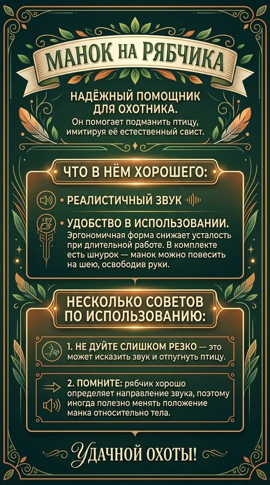 Манок на рябчика с шнурком черного цвета, черный, фото 3