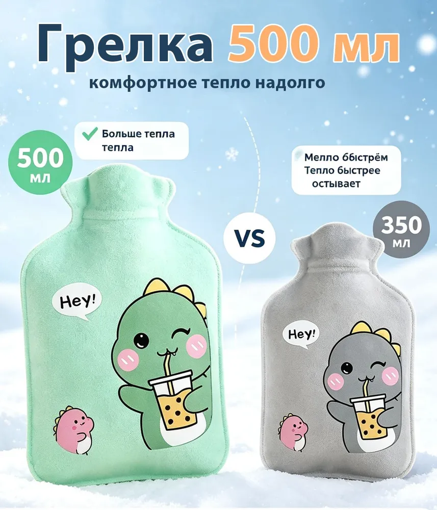 Водяная грелка мини с мультяшным дизайном, высокоплотный ПВХ, 60 г, компактная, универсальная, для детей и взрослых, 60 г, фото 6