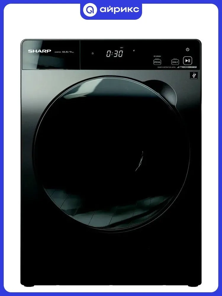 Стиральная машина с сушкой Sharp ESDP1054KJZS, 10.5/7 кг, 1400 об/мин, 15 программ, 7 кг