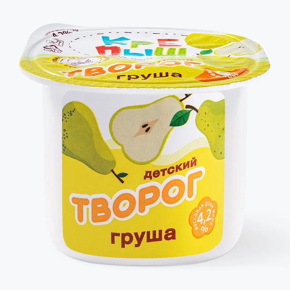 Творог детский с грушей, 4,2%, 80 г, Крепыш, 80 г