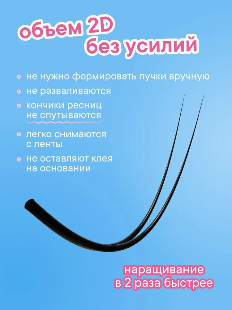 Ресницы пучки для наращивания микс 2D-Y черные изгиб М 0.07 длина 8-14 мм (12 линий), черный, фото 2