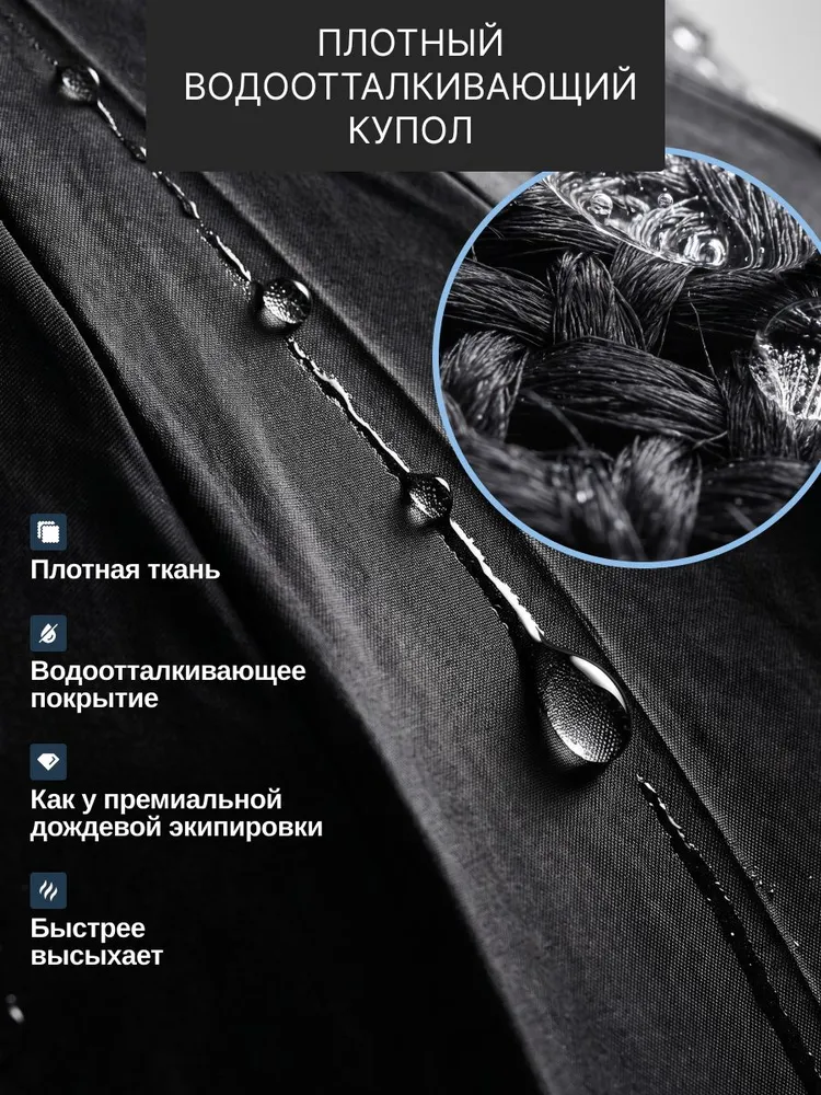 Зонт мужской автомат антиветер усиленный, 32 спицы, черный, черный, фото 5